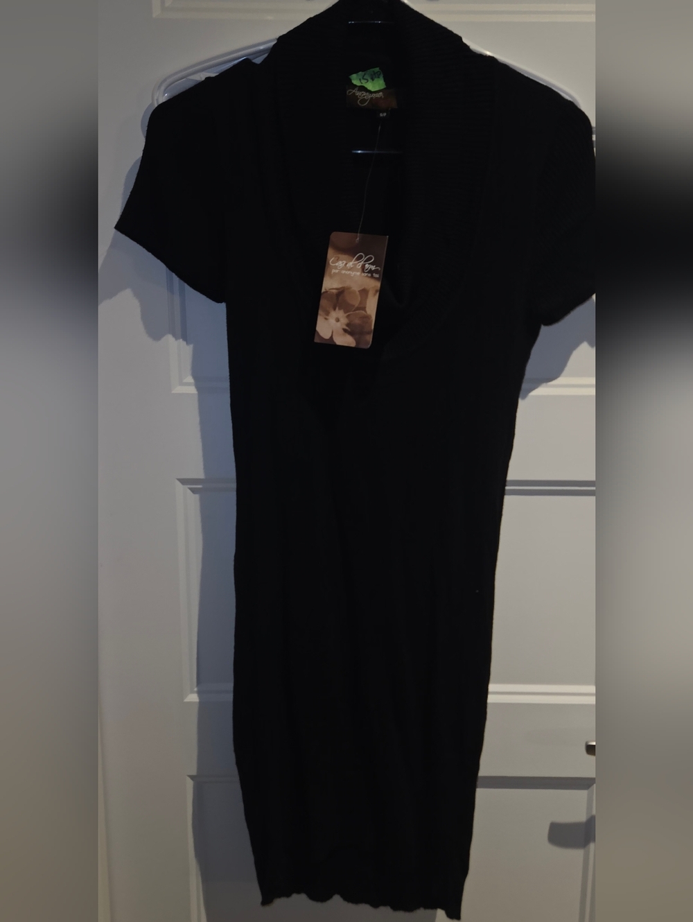 Black Ribbed Short Sleeve Dress with Tag